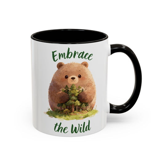 Brown Bear Hug Coffee Mug — Cute Woodland Animal Accent Mug (11oz / 15oz)