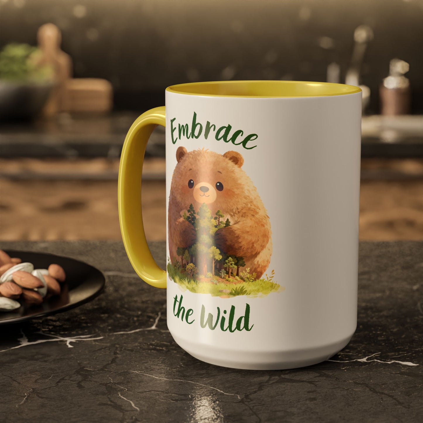 Brown Bear Hug Coffee Mug — Cute Woodland Animal Accent Mug (11oz / 15oz)