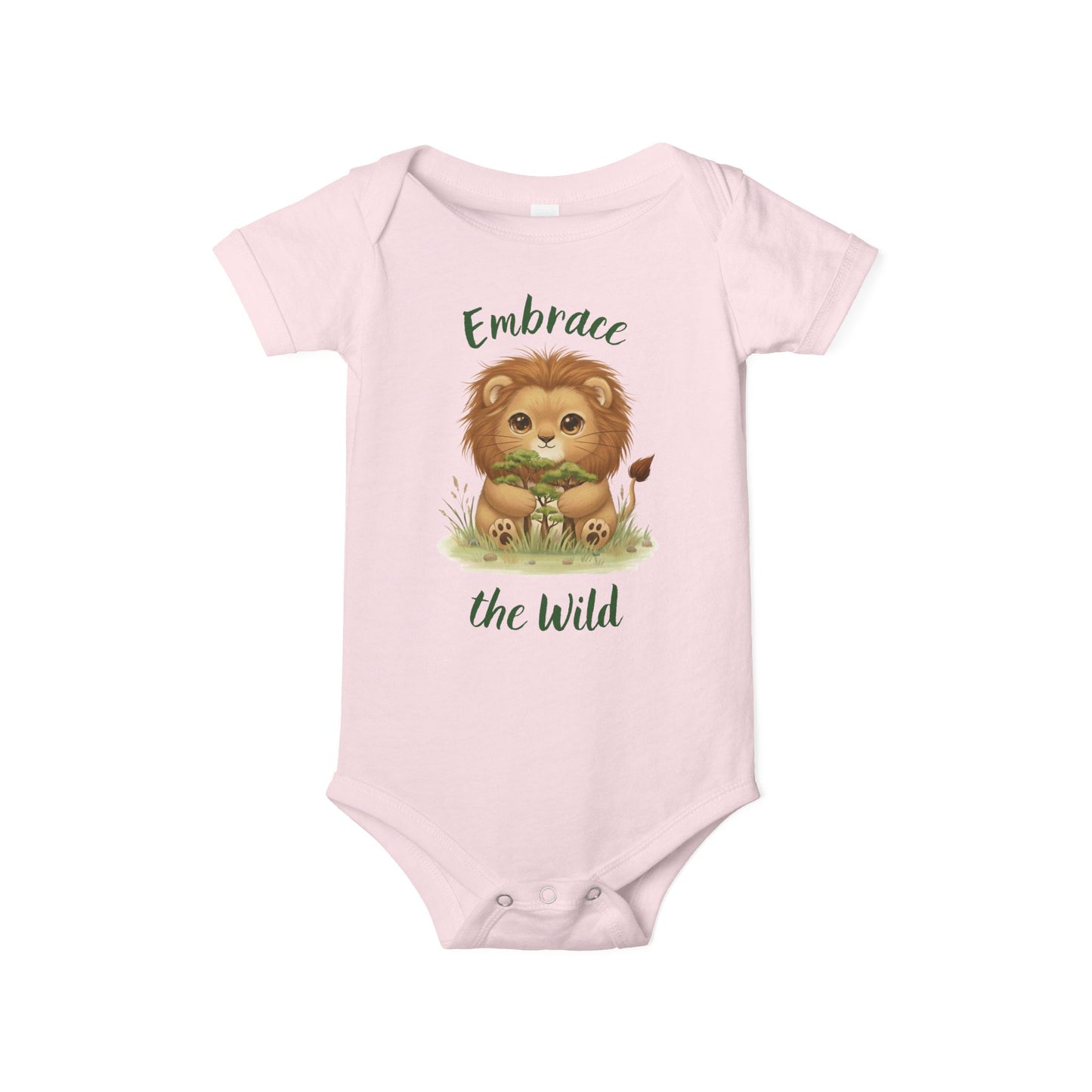 Cute Lion Onesie with Graphic on Front & Back | Embrace the Wild | Infant Jersey One Piece