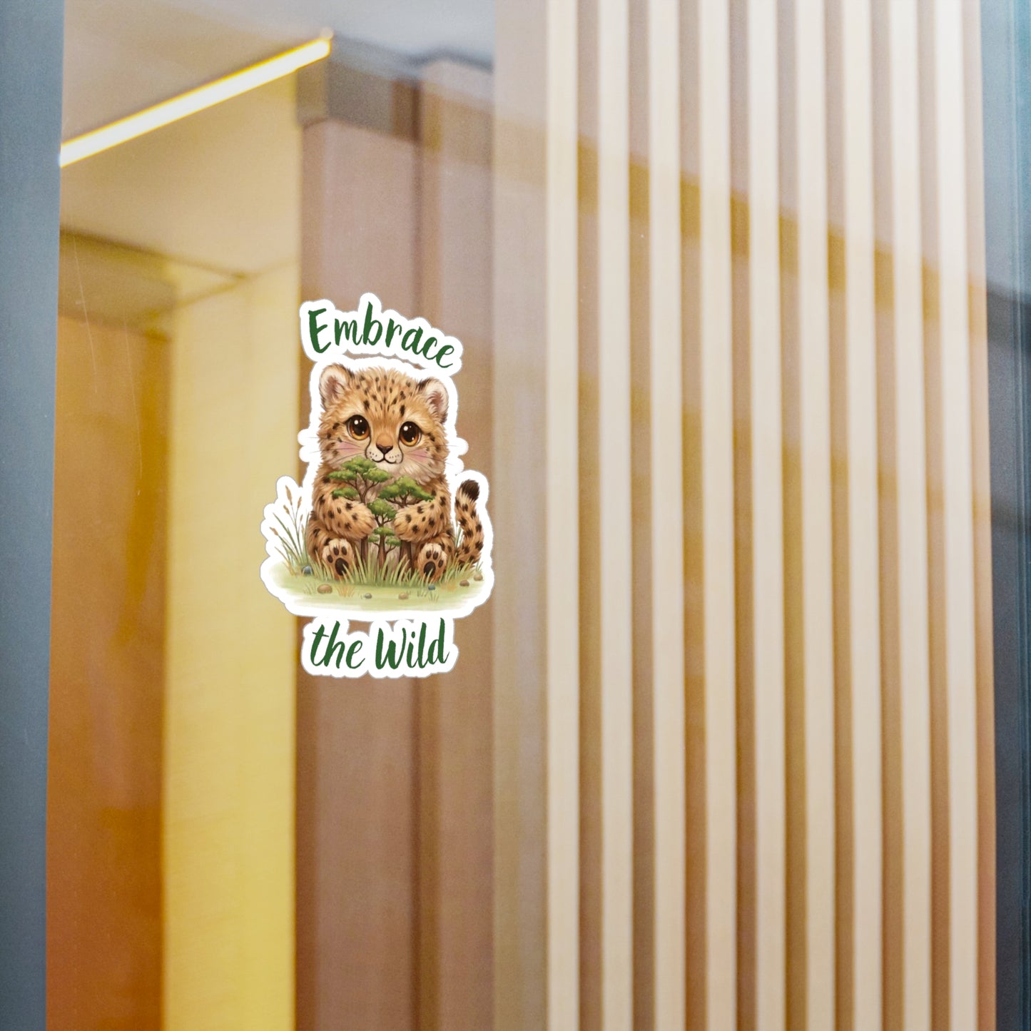 Cheetah Cub Kiss-Cut Vinyl Decal — "Embrace the Wild" Cute Kiss-Cut Vinyl Decal