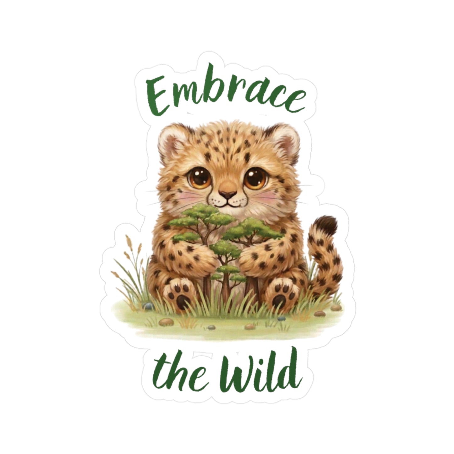Cheetah Cub Kiss-Cut Vinyl Decal — "Embrace the Wild" Cute Kiss-Cut Vinyl Decal