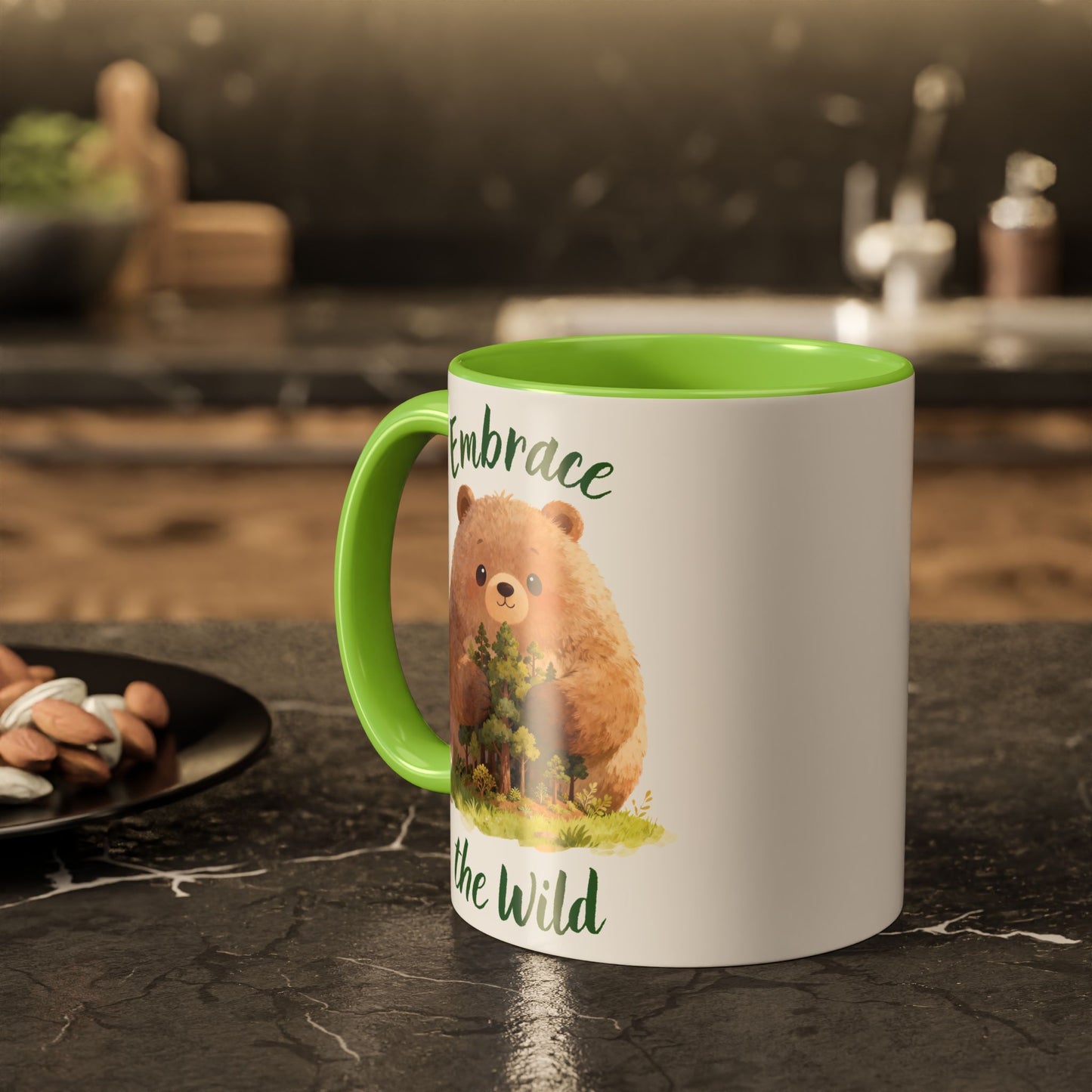 Brown Bear Hug Coffee Mug — Cute Woodland Animal Accent Mug (11oz / 15oz)