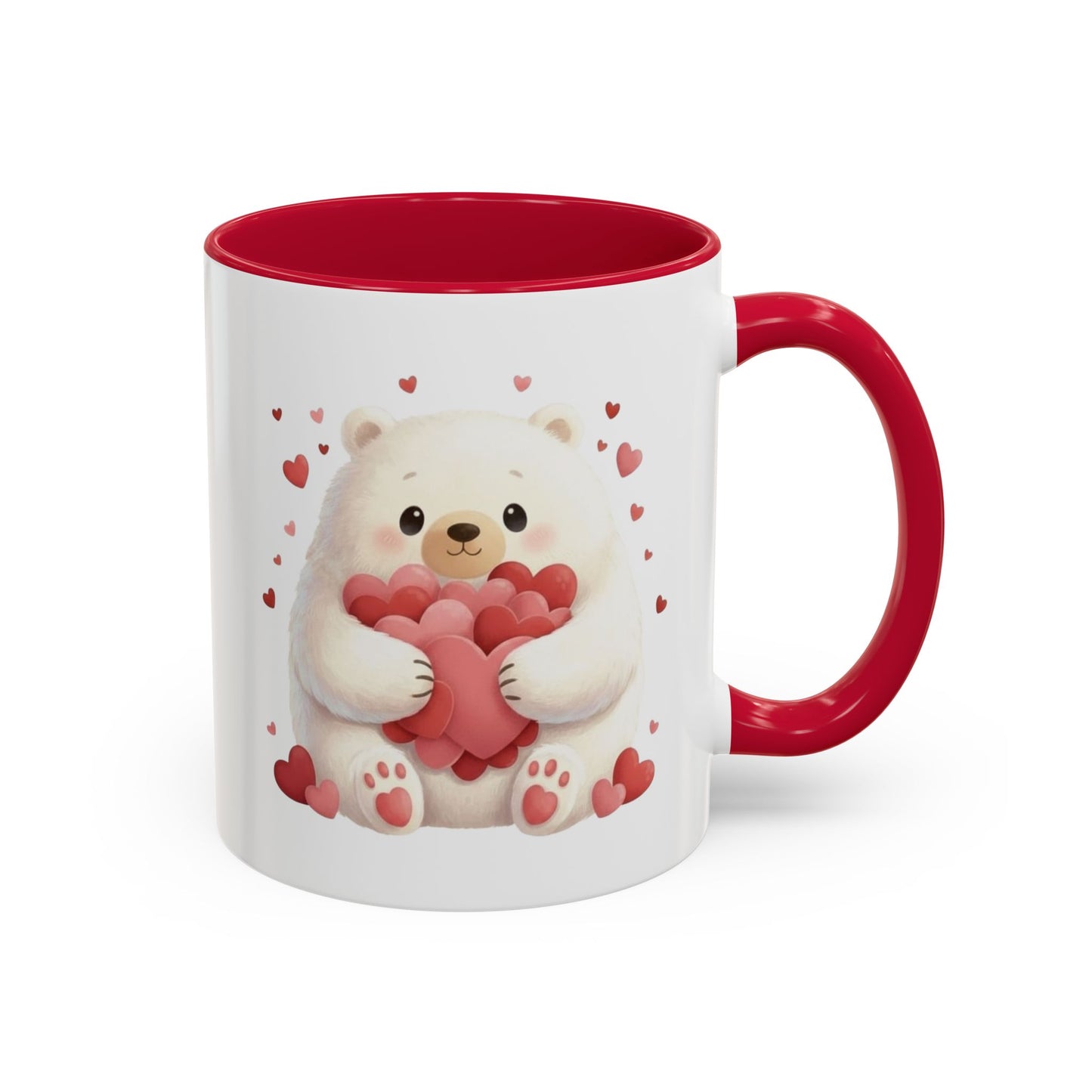 Polar Bear Heart Hug Coffee Mug | Cute Animal Accent Mug (11oz / 15oz)