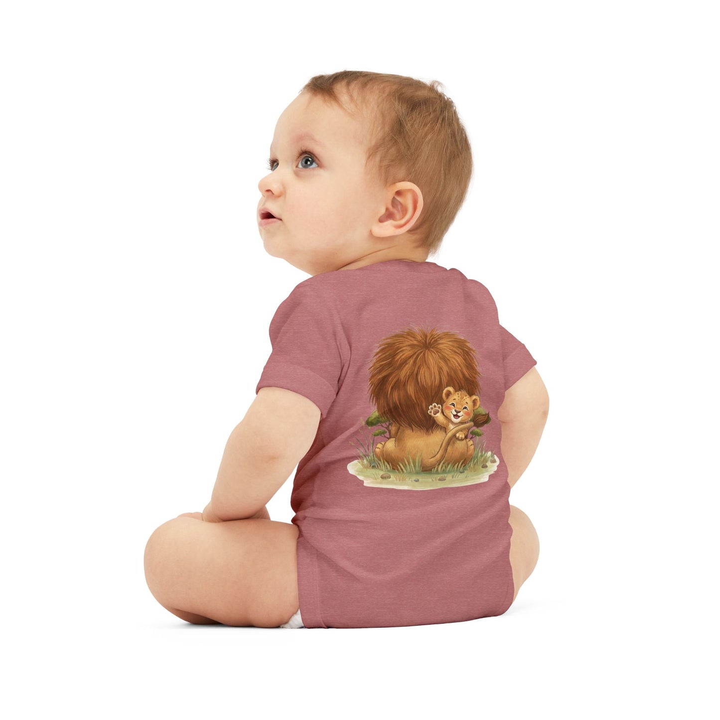 Cute Lion Onesie with Graphic on Front & Back | Embrace the Wild | Infant Jersey One Piece
