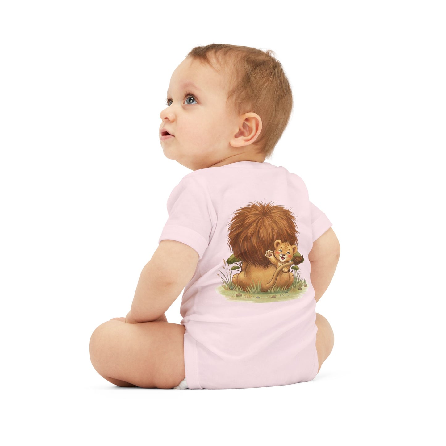 Cute Lion Onesie with Graphic on Front & Back | Embrace the Wild | Infant Jersey One Piece