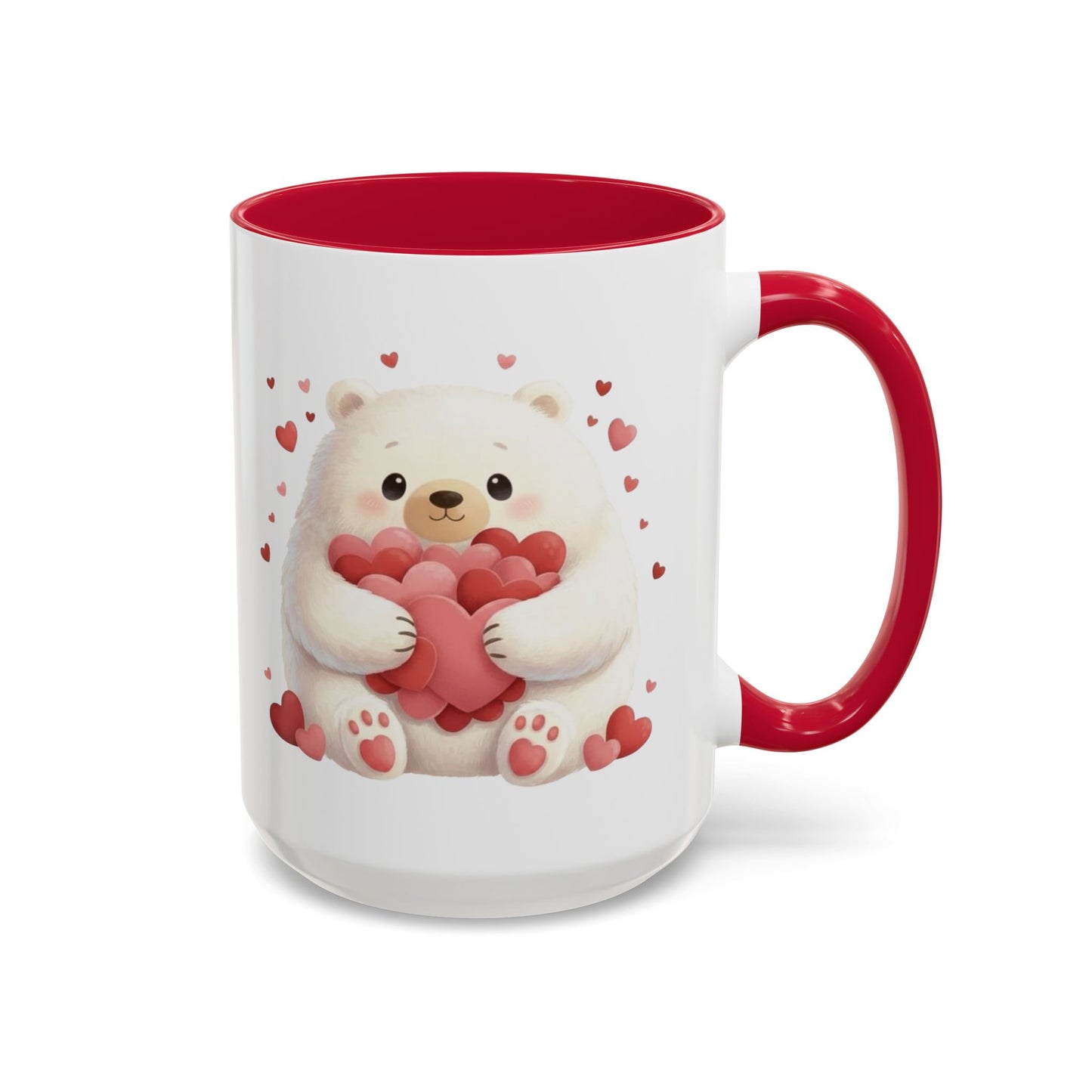 Polar Bear Heart Hug Coffee Mug | Cute Animal Accent Mug (11oz / 15oz)