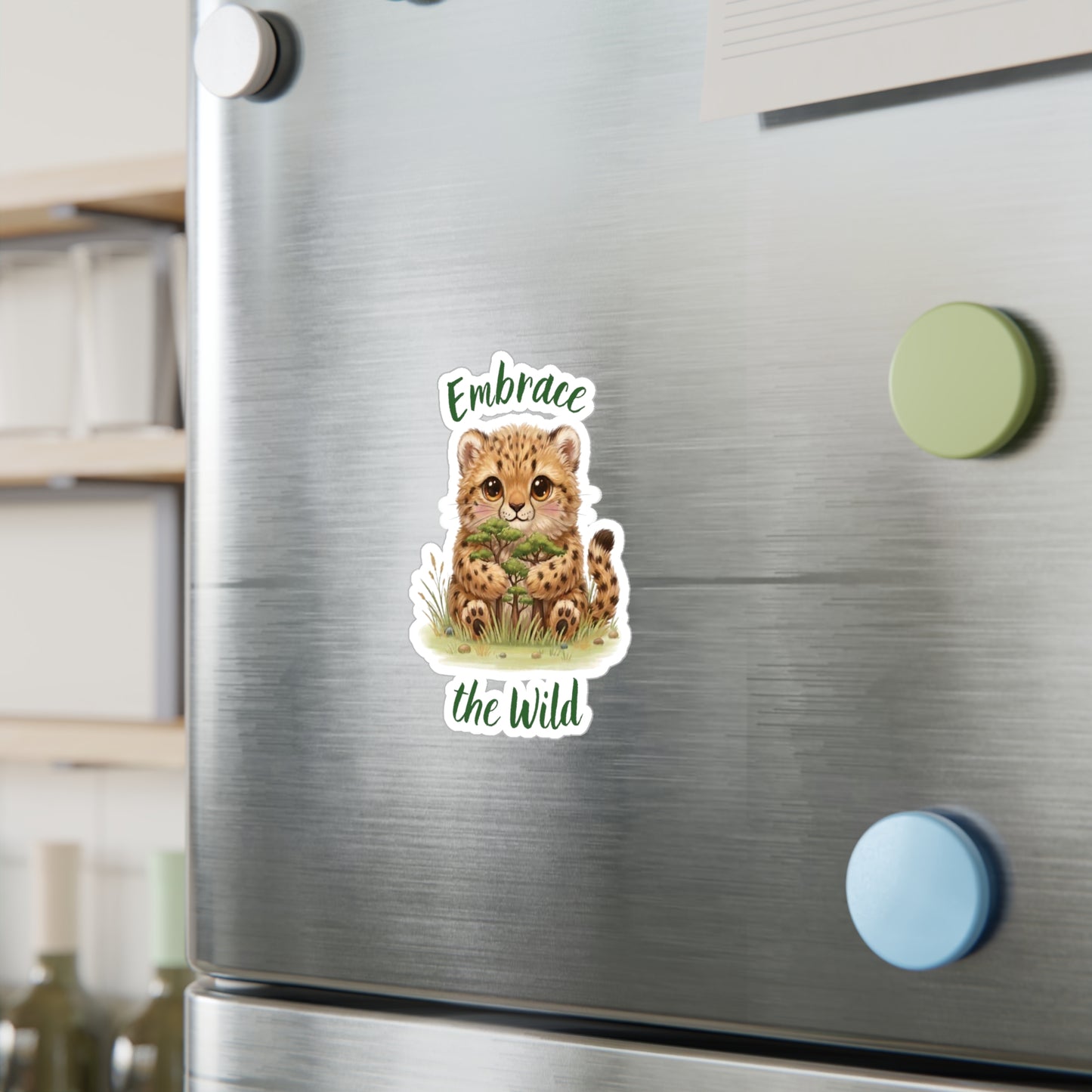 Cheetah Cub Kiss-Cut Vinyl Decal — "Embrace the Wild" Cute Kiss-Cut Vinyl Decal