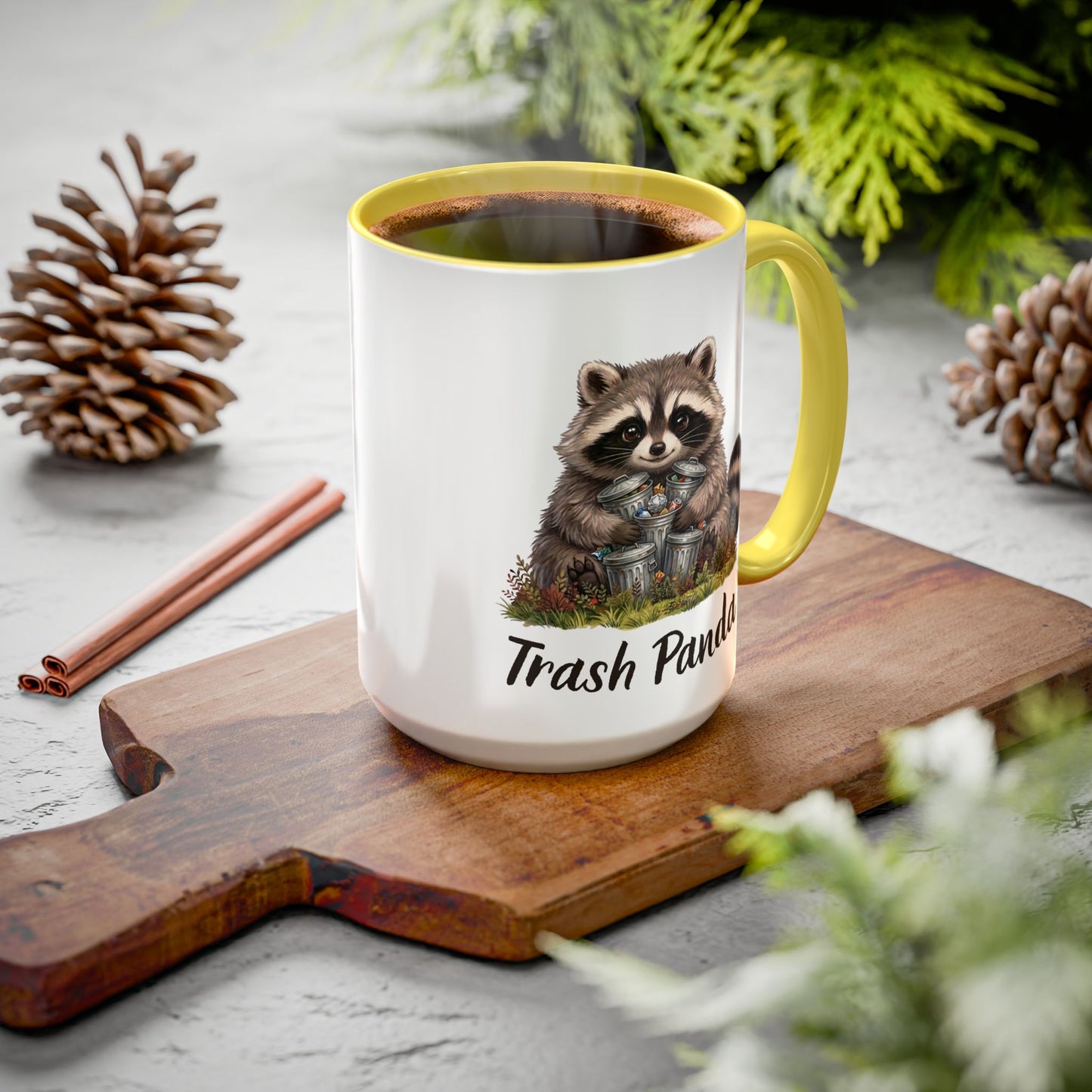 Racoon (Trash Panda) Hug Coffee Mug | Cute Racoon Forest Animal Accent Mug (11oz / 15oz)