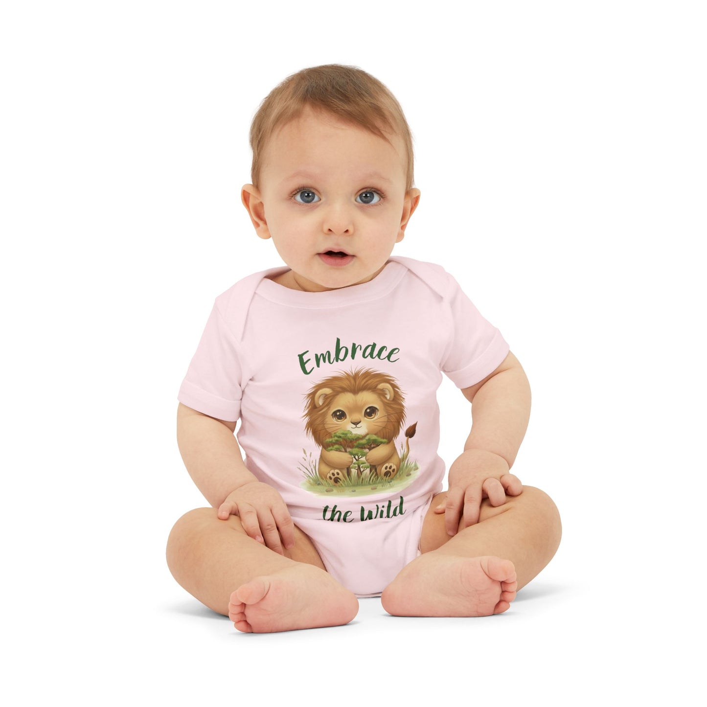 Cute Lion Onesie with Graphic on Front & Back | Embrace the Wild | Infant Jersey One Piece