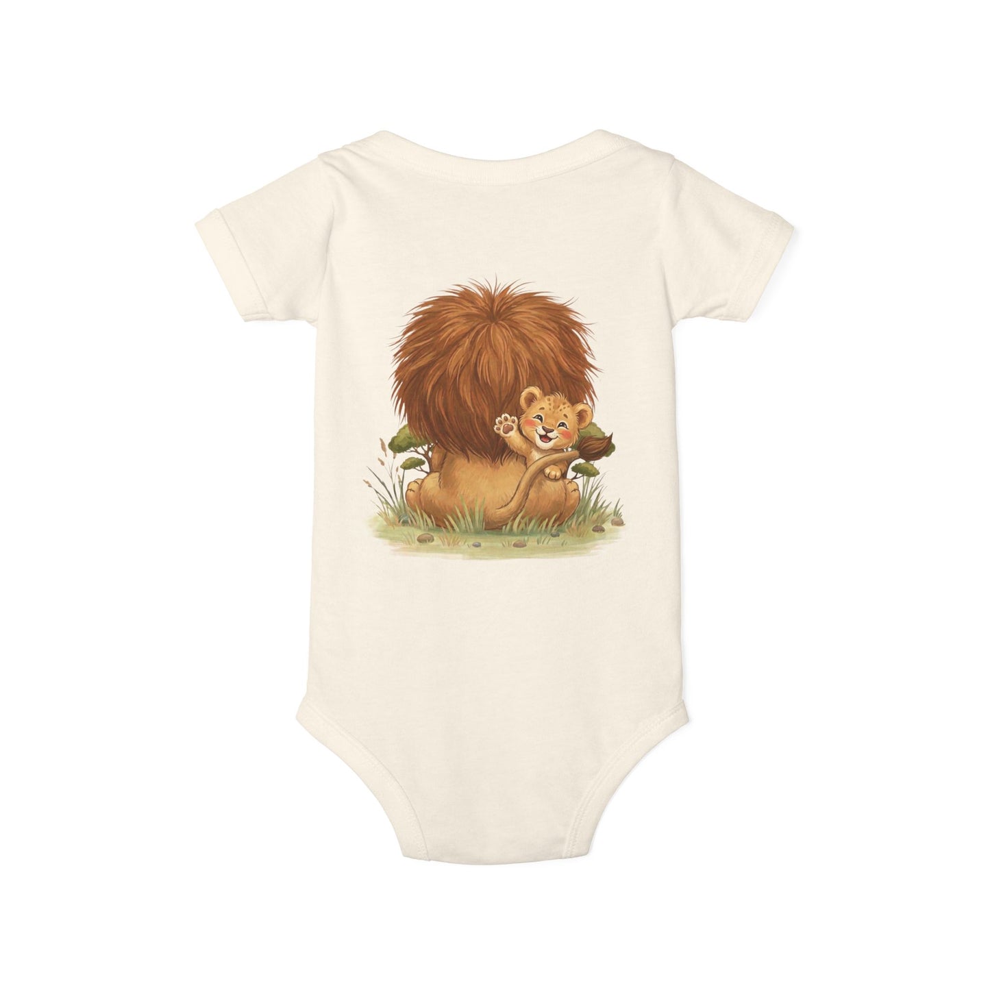 Cute Lion Onesie with Graphic on Front & Back | Embrace the Wild | Infant Jersey One Piece