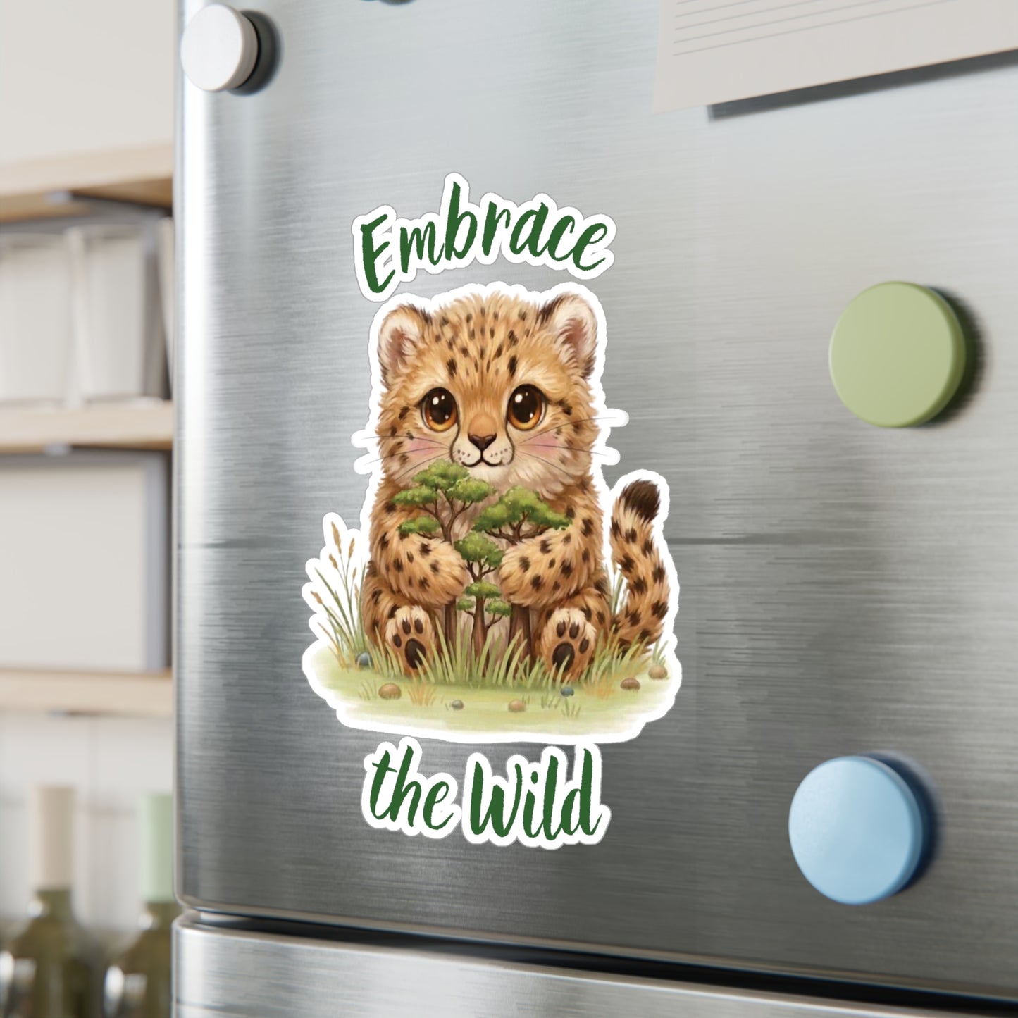 Cheetah Cub Kiss-Cut Vinyl Decal — "Embrace the Wild" Cute Kiss-Cut Vinyl Decal