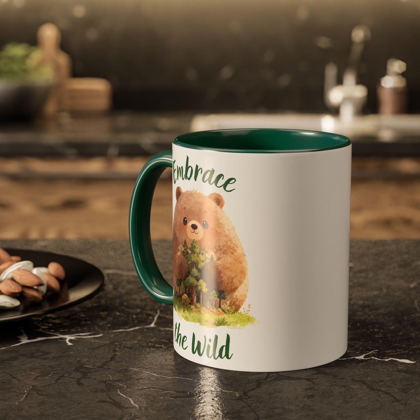 Brown Bear Hug Coffee Mug — Cute Woodland Animal Accent Mug (11oz / 15oz)