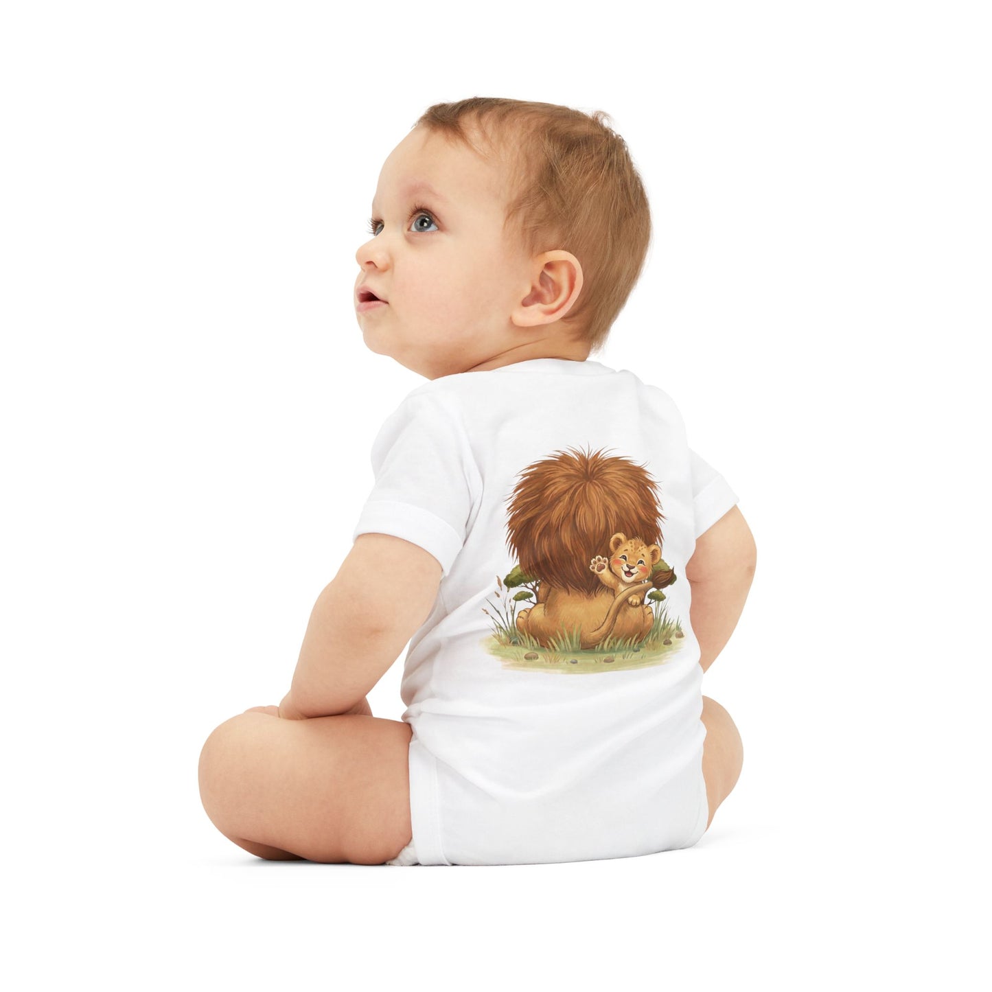 Cute Lion Onesie with Graphic on Front & Back | Embrace the Wild | Infant Jersey One Piece