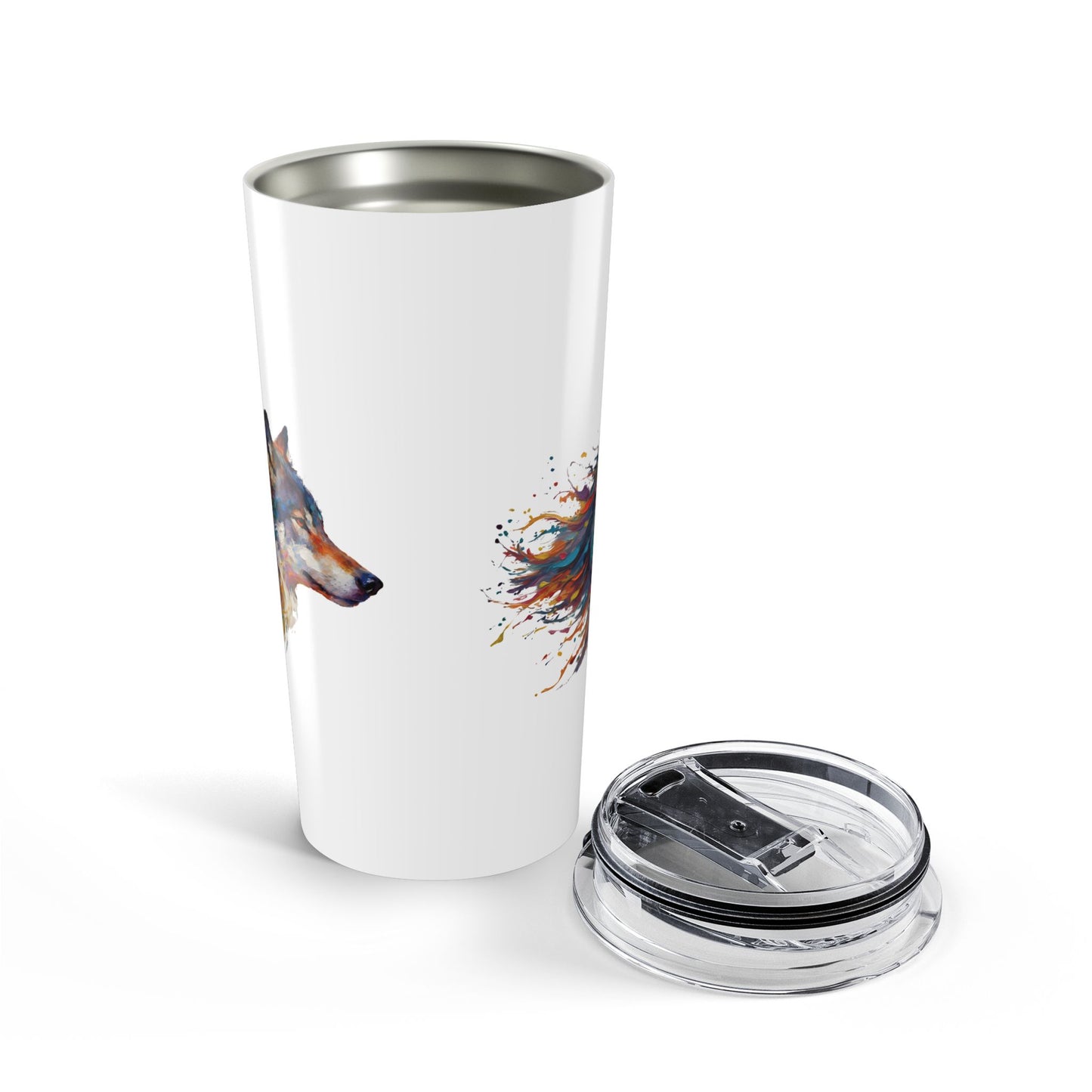 Painted Wolf 20oz Tumbler — Colorful Wolf Travel Cup (20oz)