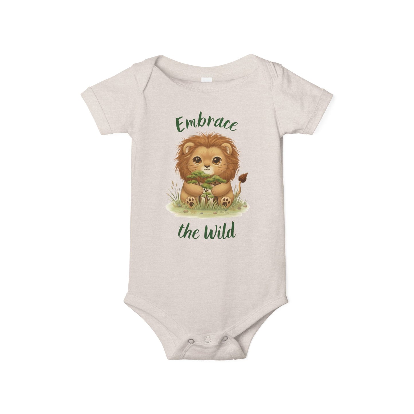 Cute Lion Onesie with Graphic on Front & Back | Embrace the Wild | Infant Jersey One Piece