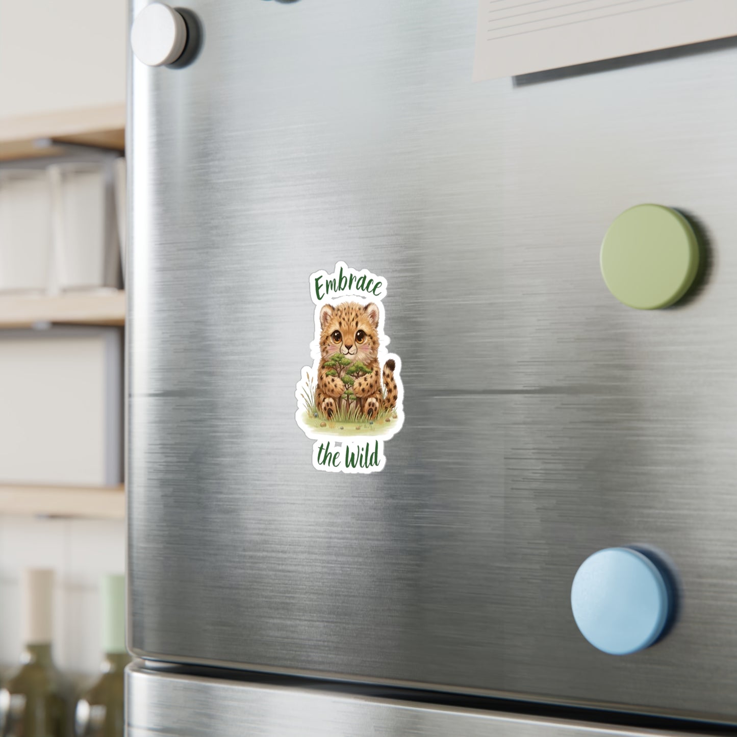 Cheetah Cub Kiss-Cut Vinyl Decal — "Embrace the Wild" Cute Kiss-Cut Vinyl Decal