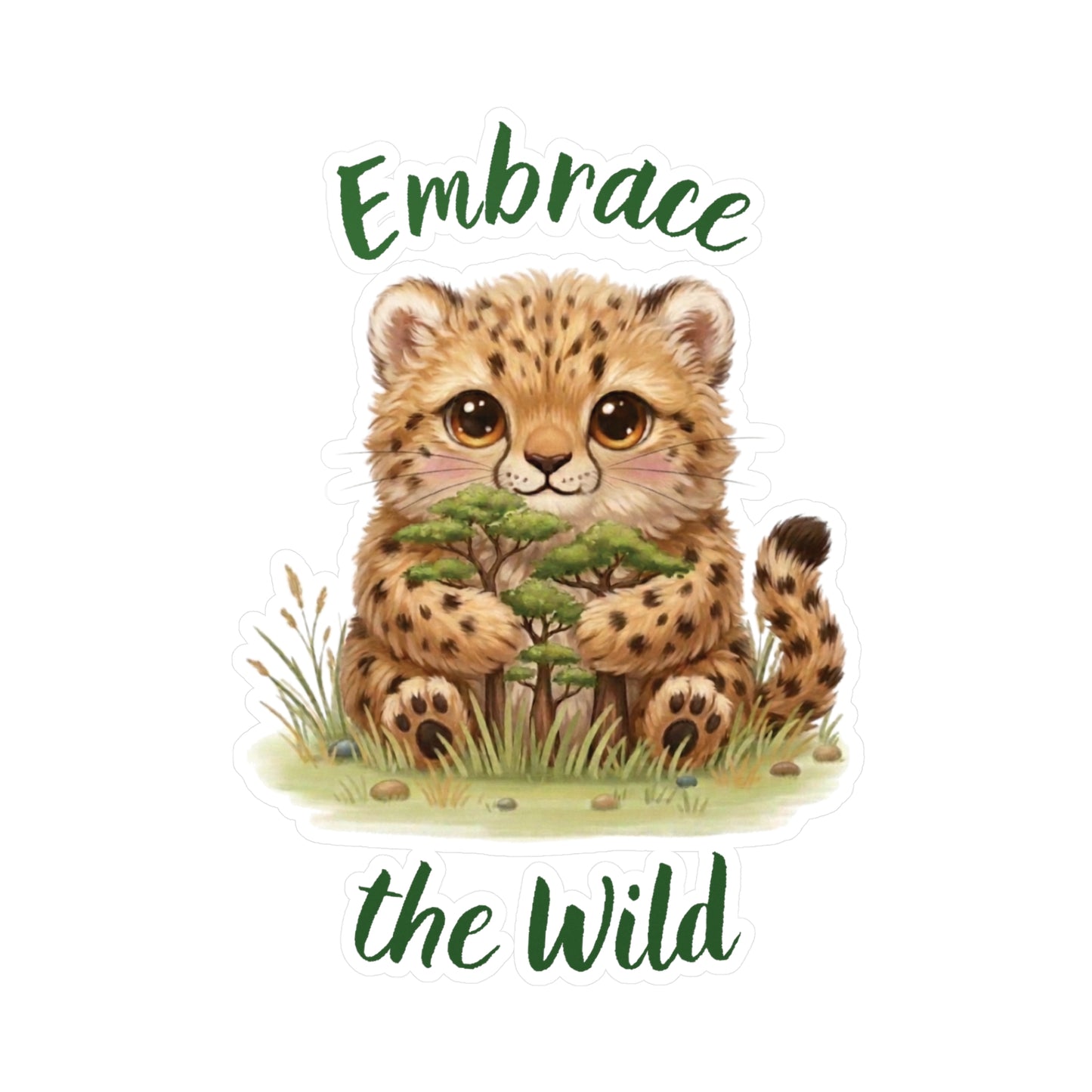 Cheetah Cub Kiss-Cut Vinyl Decal — "Embrace the Wild" Cute Kiss-Cut Vinyl Decal