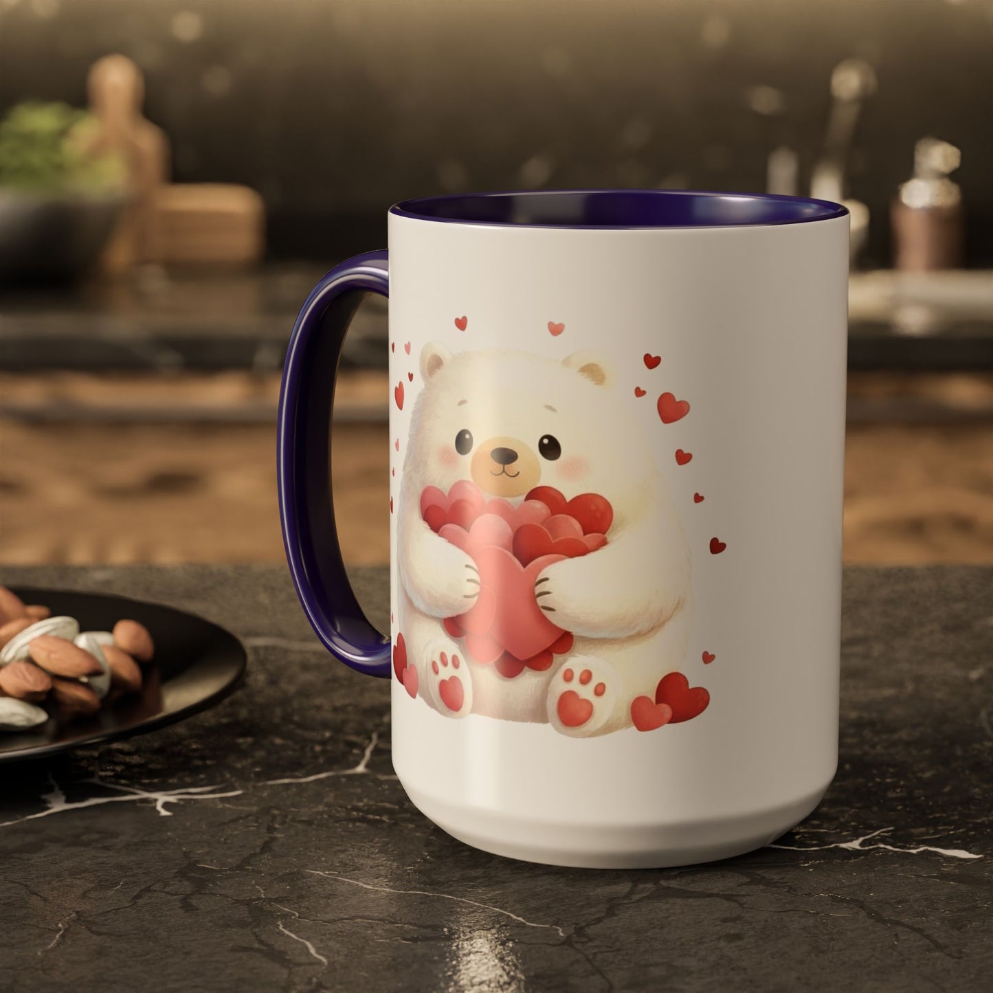 Polar Bear Heart Hug Coffee Mug | Cute Animal Accent Mug (11oz / 15oz)