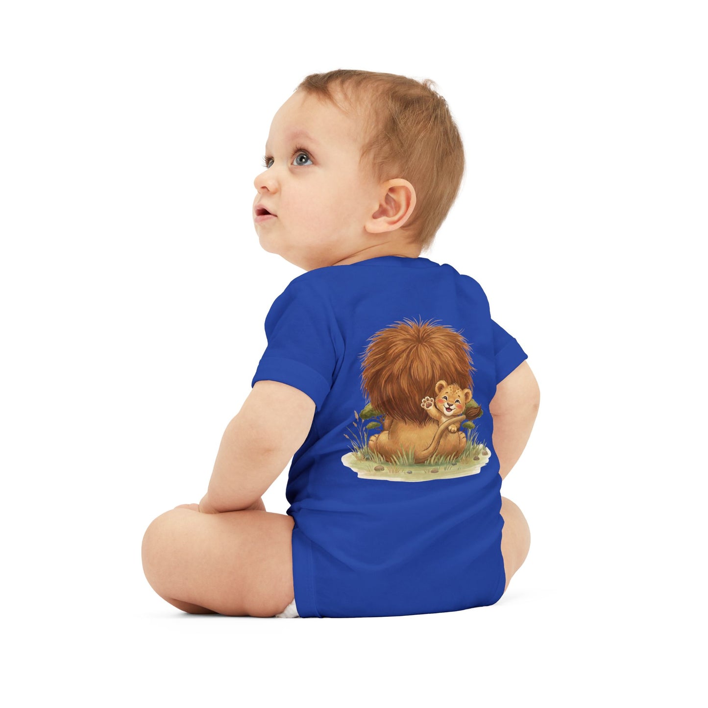 Cute Lion Onesie with Graphic on Front & Back | Embrace the Wild | Infant Jersey One Piece