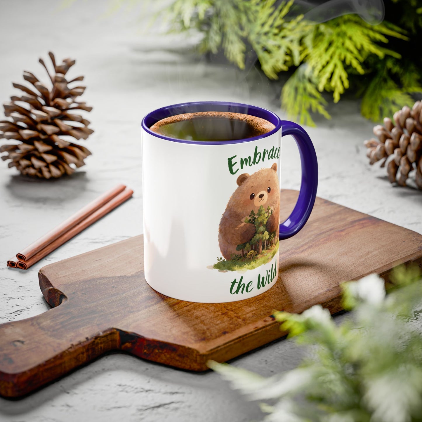 Brown Bear Hug Coffee Mug — Cute Woodland Animal Accent Mug (11oz / 15oz)
