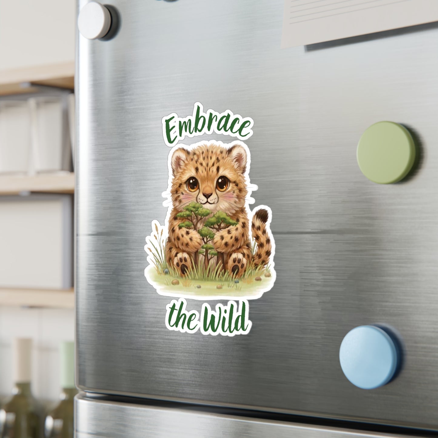 Cheetah Cub Kiss-Cut Vinyl Decal — "Embrace the Wild" Cute Kiss-Cut Vinyl Decal