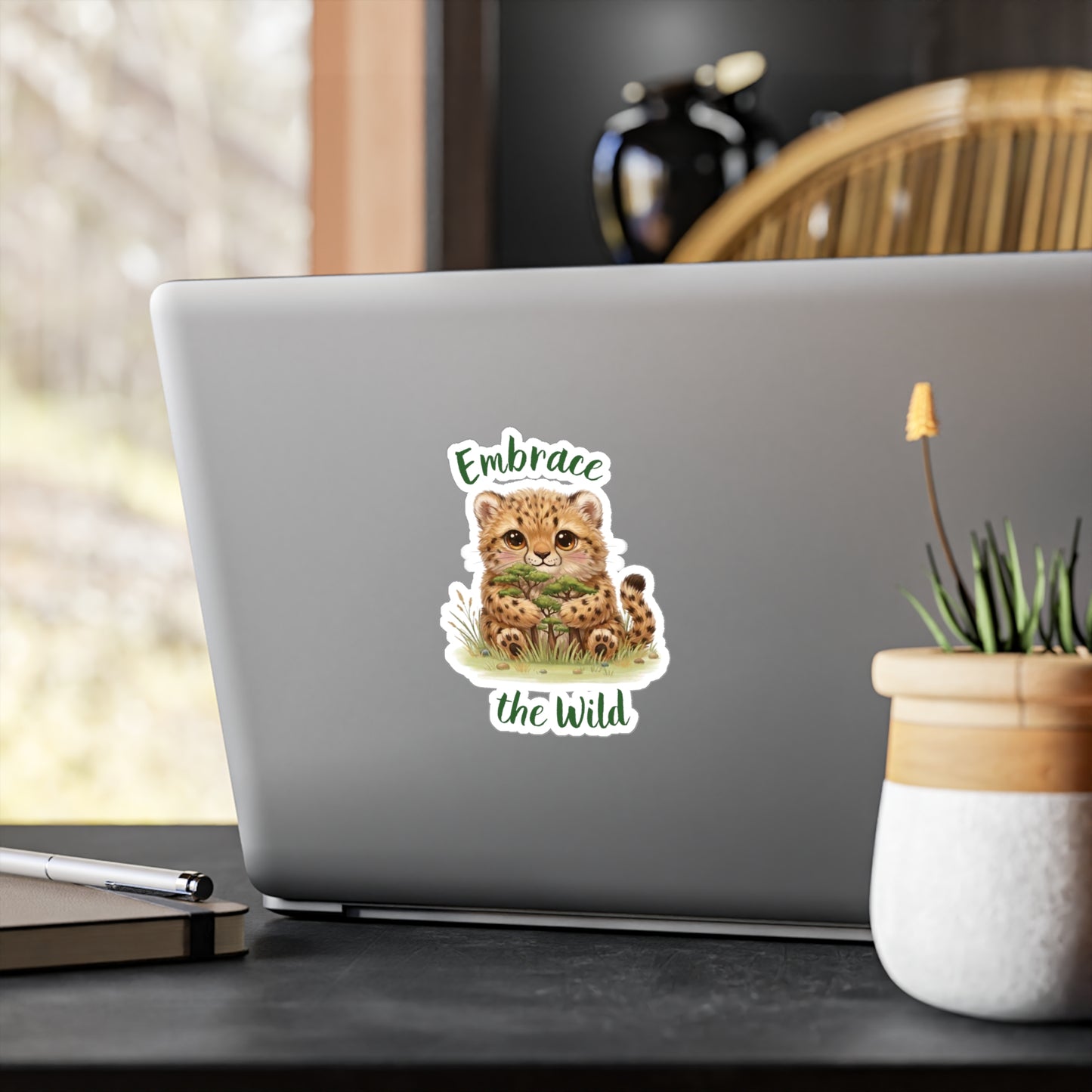 Cheetah Cub Kiss-Cut Vinyl Decal — "Embrace the Wild" Cute Kiss-Cut Vinyl Decal