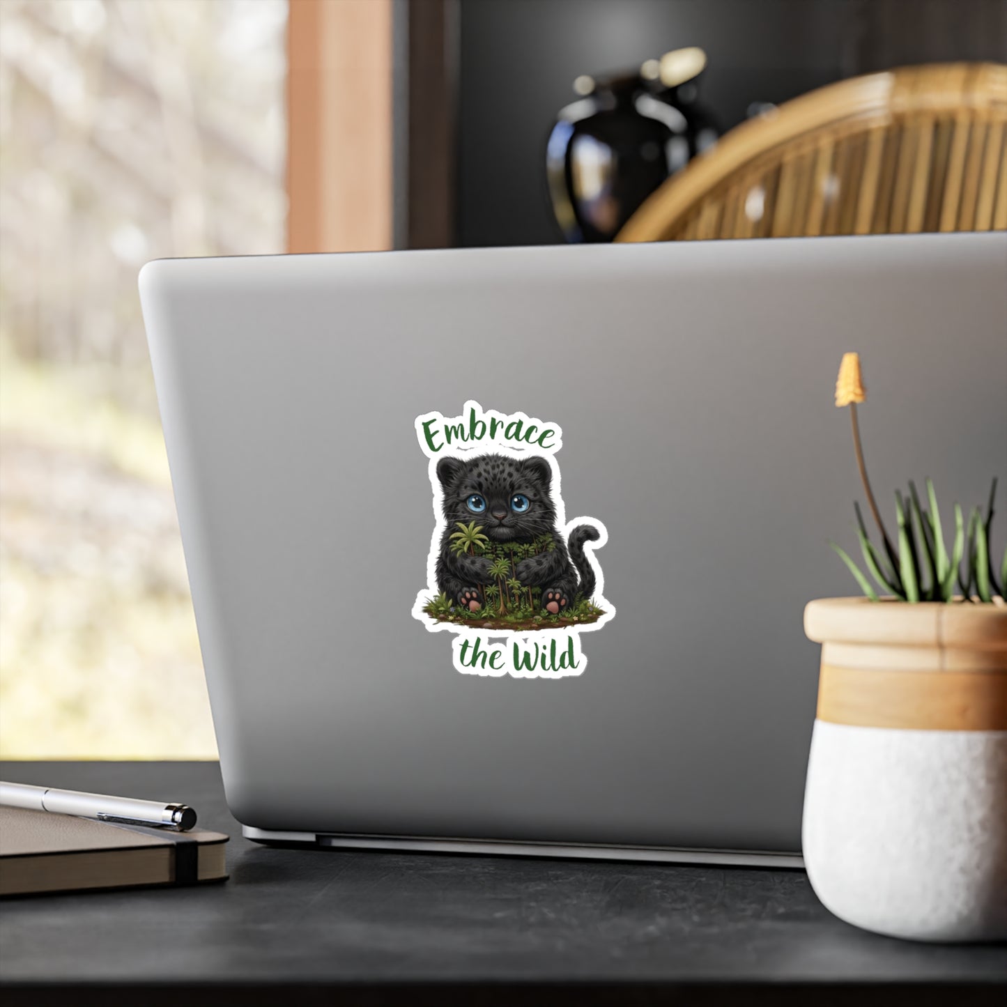 Black Panther Kiss-Cut Vinyl Decal — "Embrace the Wild" Cute Kiss-Cut Vinyl Decal