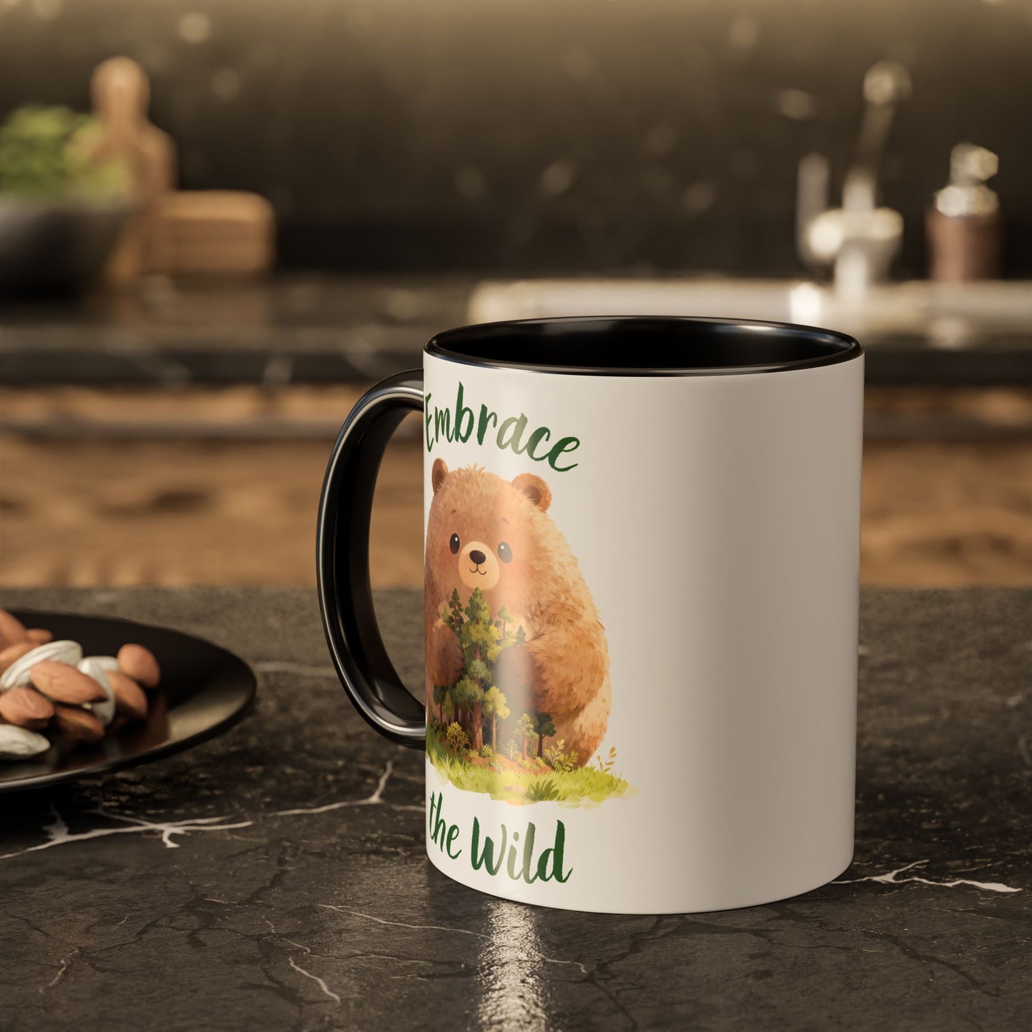 Brown Bear Hug Coffee Mug — Cute Woodland Animal Accent Mug (11oz / 15oz)