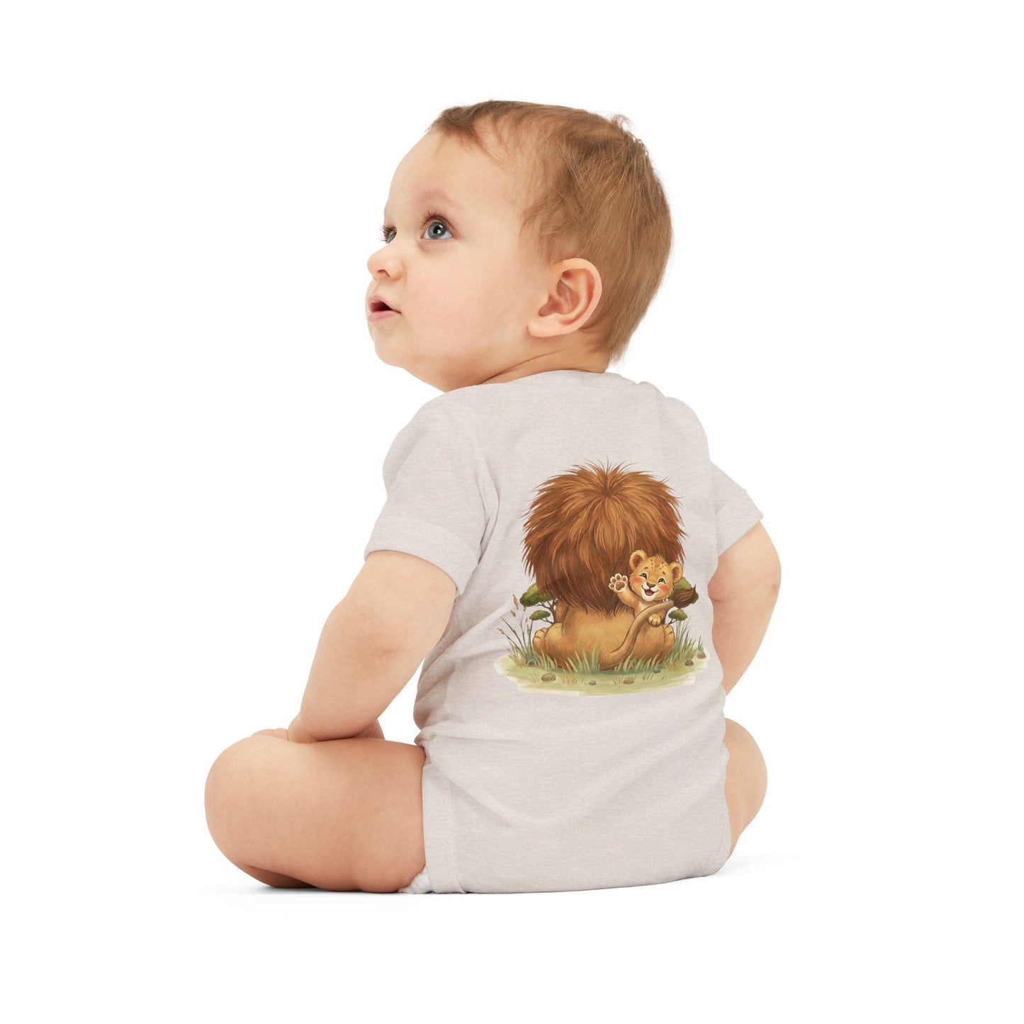Cute Lion Onesie with Graphic on Front & Back | Embrace the Wild | Infant Jersey One Piece