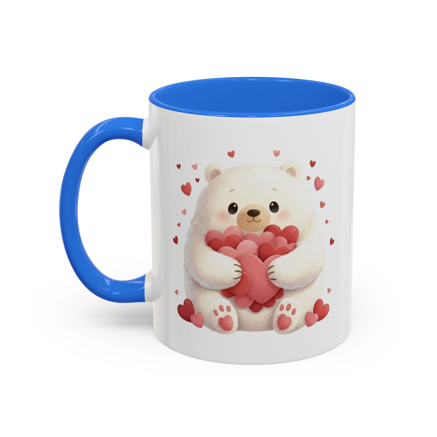 Polar Bear Heart Hug Coffee Mug | Cute Animal Accent Mug (11oz / 15oz)
