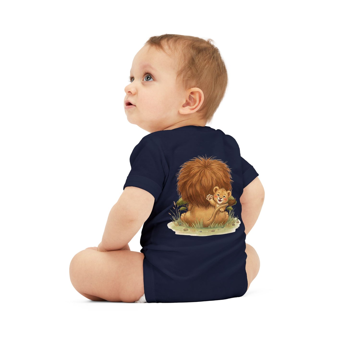 Cute Lion Onesie with Graphic on Front & Back | Embrace the Wild | Infant Jersey One Piece