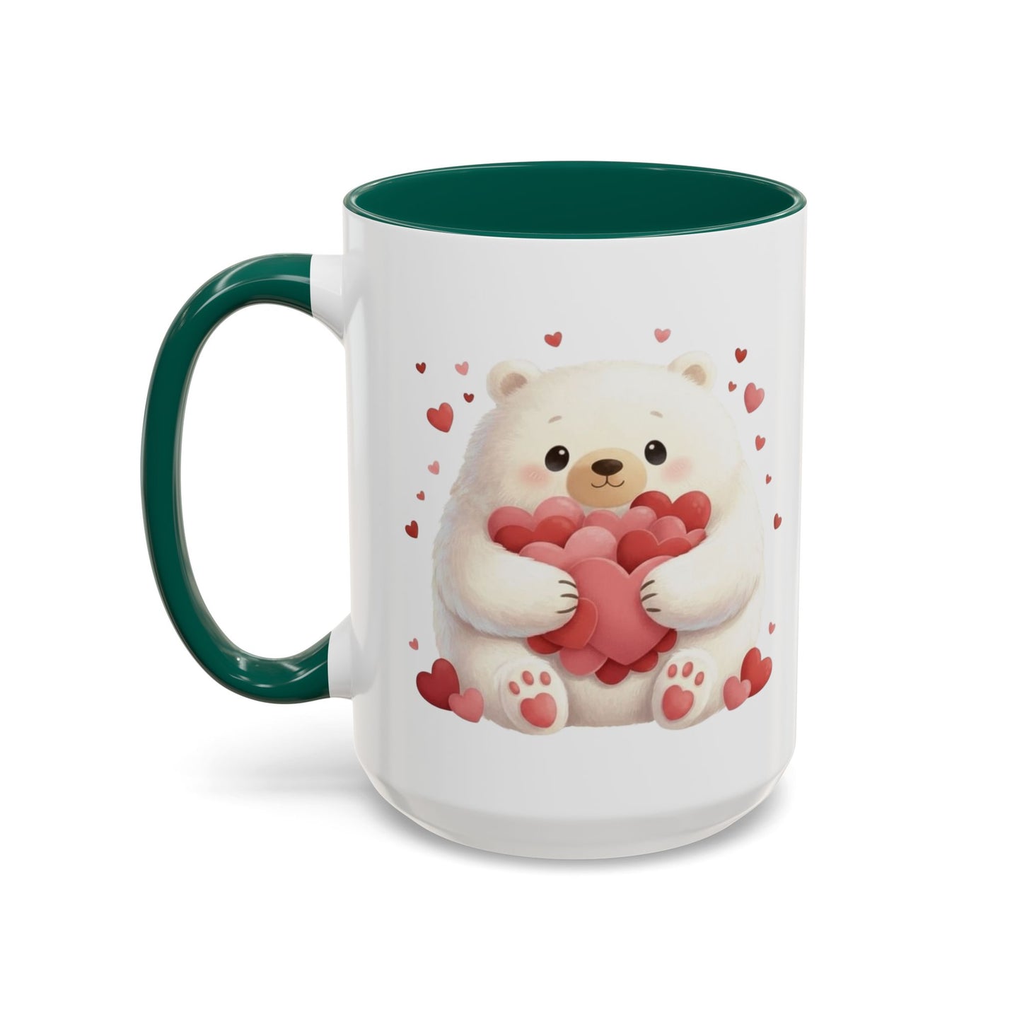 Polar Bear Heart Hug Coffee Mug | Cute Animal Accent Mug (11oz / 15oz)