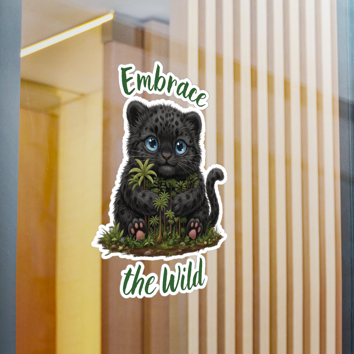 Black Panther Kiss-Cut Vinyl Decal — "Embrace the Wild" Cute Kiss-Cut Vinyl Decal