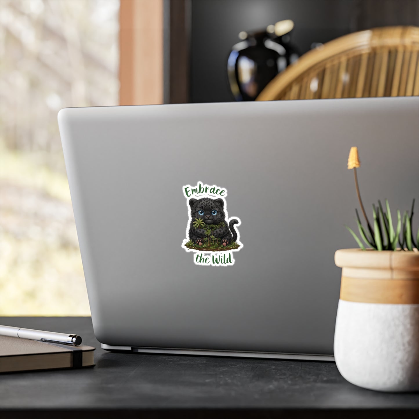 Black Panther Kiss-Cut Vinyl Decal — "Embrace the Wild" Cute Kiss-Cut Vinyl Decal