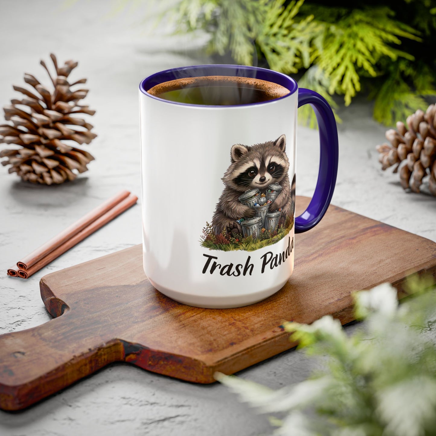 Racoon (Trash Panda) Hug Coffee Mug | Cute Racoon Forest Animal Accent Mug (11oz / 15oz)
