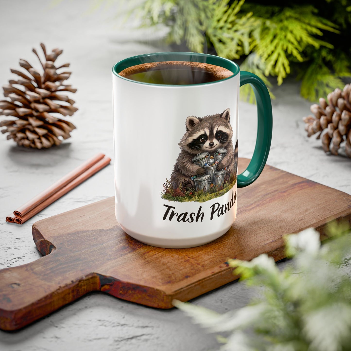 Racoon (Trash Panda) Hug Coffee Mug | Cute Racoon Forest Animal Accent Mug (11oz / 15oz)