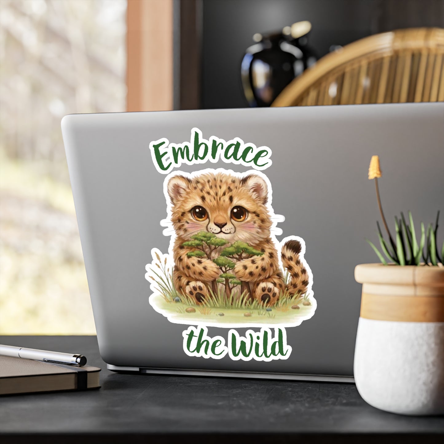 Cheetah Cub Kiss-Cut Vinyl Decal — "Embrace the Wild" Cute Kiss-Cut Vinyl Decal