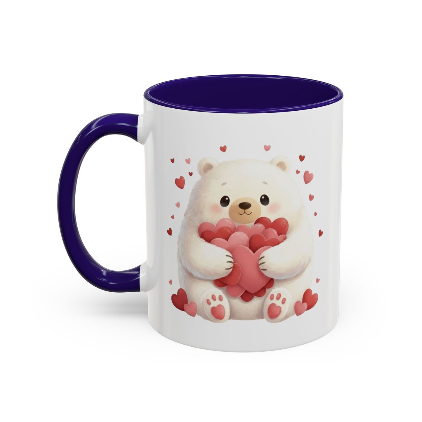 Polar Bear Heart Hug Coffee Mug | Cute Animal Accent Mug (11oz / 15oz)