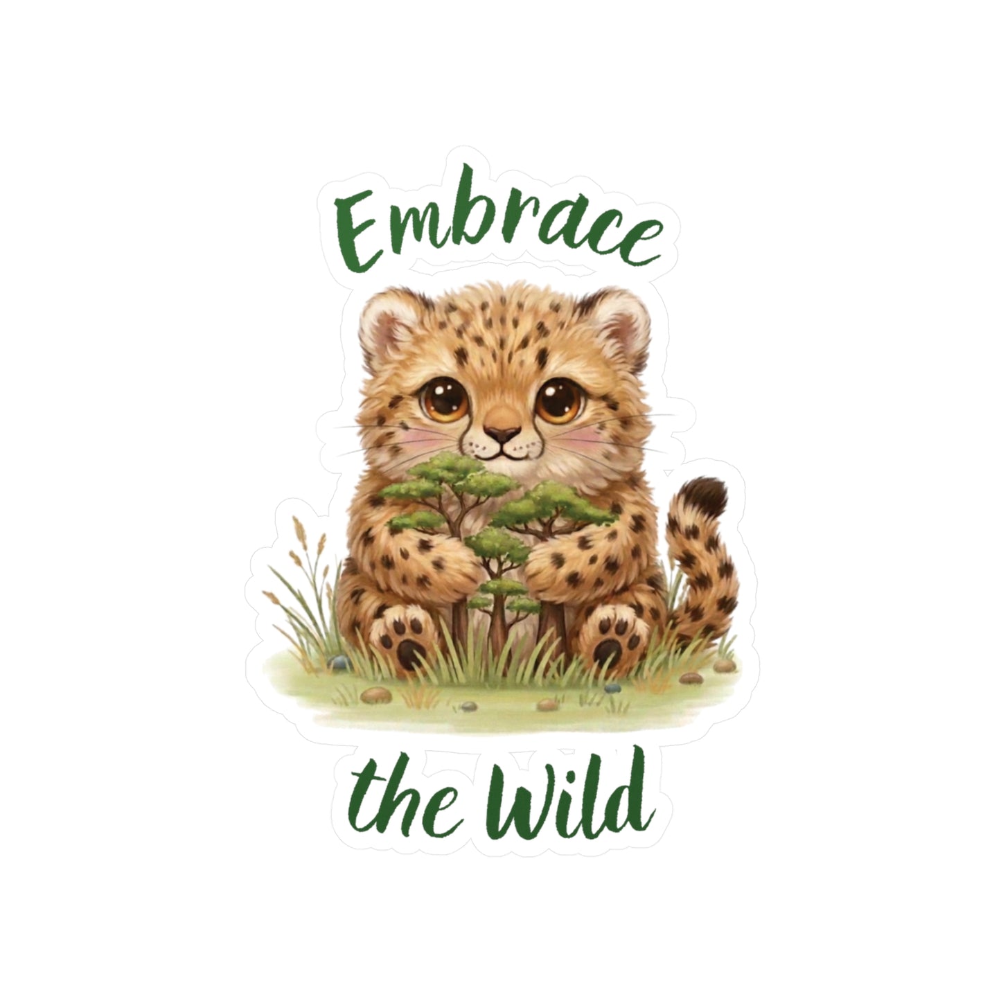 Cheetah Cub Kiss-Cut Vinyl Decal — "Embrace the Wild" Cute Kiss-Cut Vinyl Decal