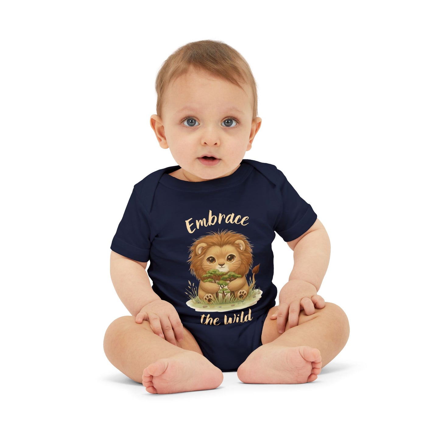 Cute Lion Onesie with Graphic on Front & Back | Embrace the Wild | Infant Jersey One Piece