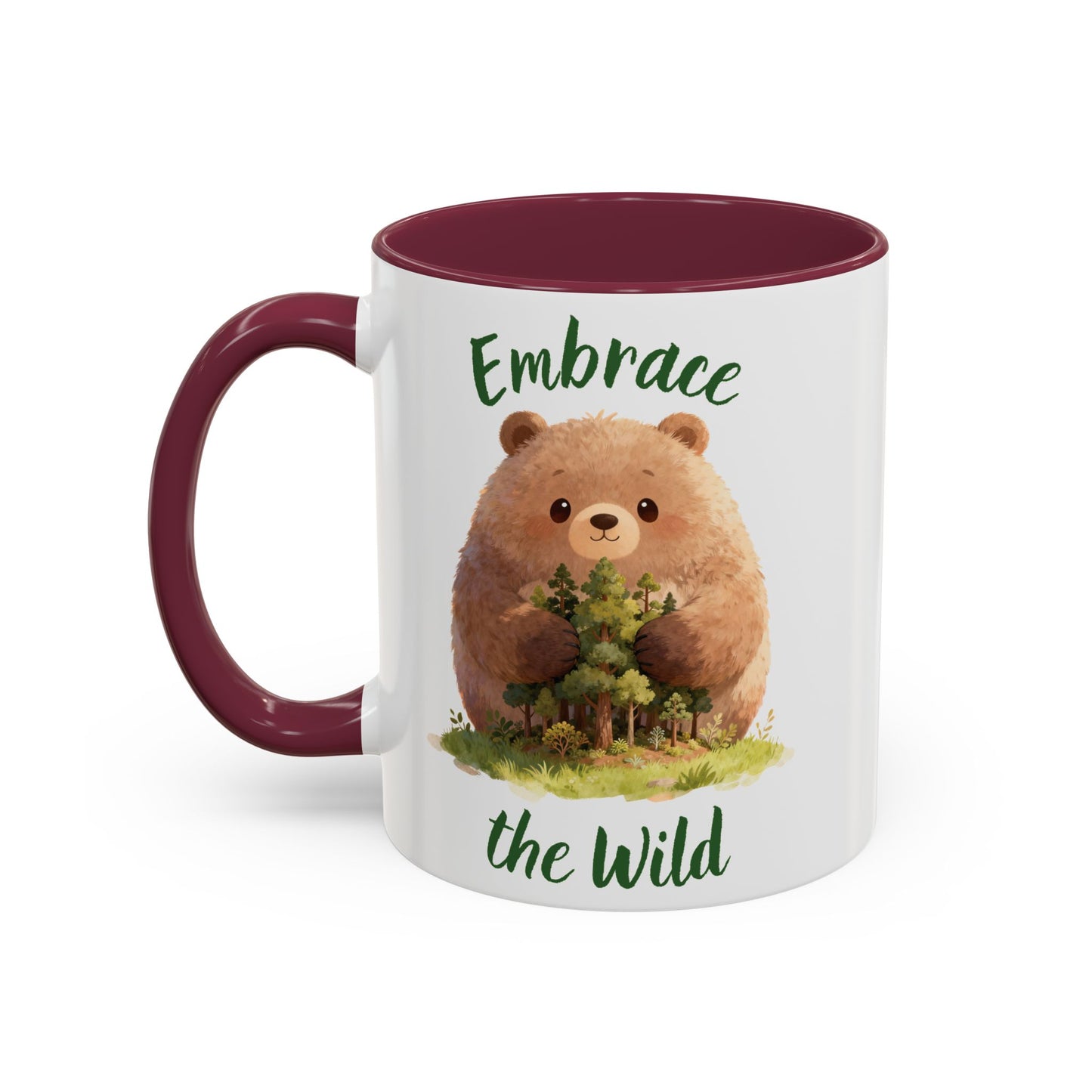 Brown Bear Hug Coffee Mug — Cute Woodland Animal Accent Mug (11oz / 15oz)