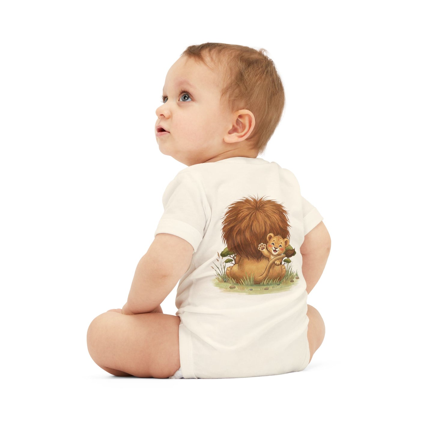 Cute Lion Onesie with Graphic on Front & Back | Embrace the Wild | Infant Jersey One Piece
