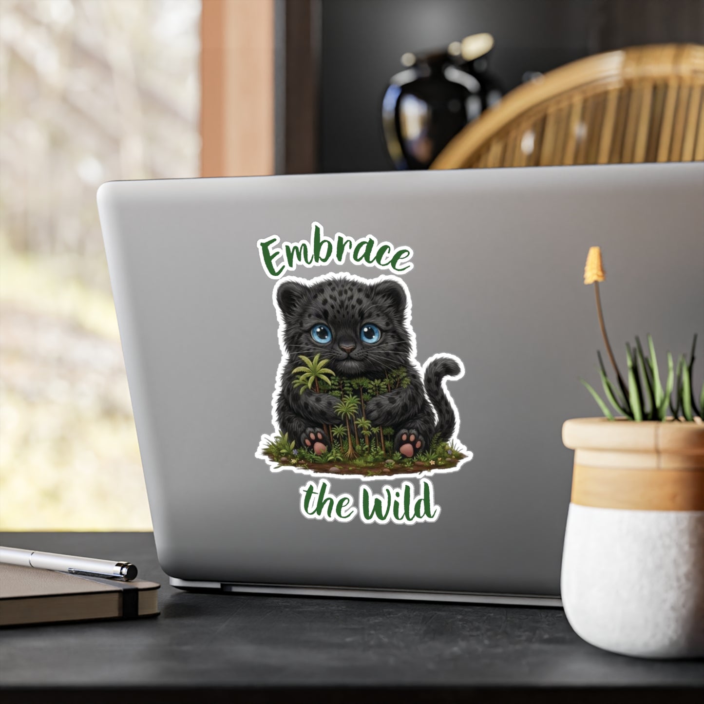 Black Panther Kiss-Cut Vinyl Decal — "Embrace the Wild" Cute Kiss-Cut Vinyl Decal