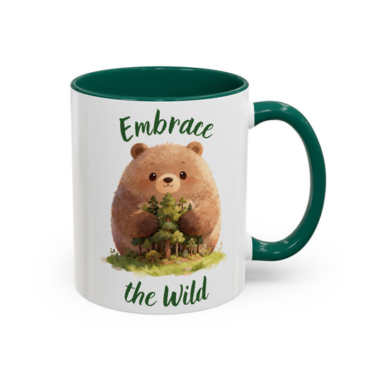 Brown Bear Hug Coffee Mug — Cute Woodland Animal Accent Mug (11oz / 15oz)