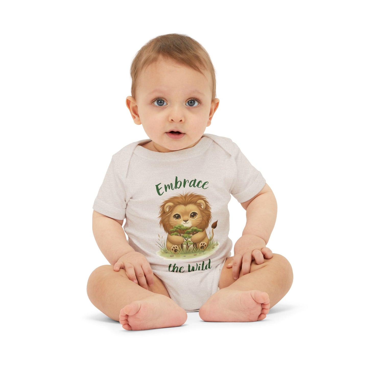 Cute Lion Onesie with Graphic on Front & Back | Embrace the Wild | Infant Jersey One Piece