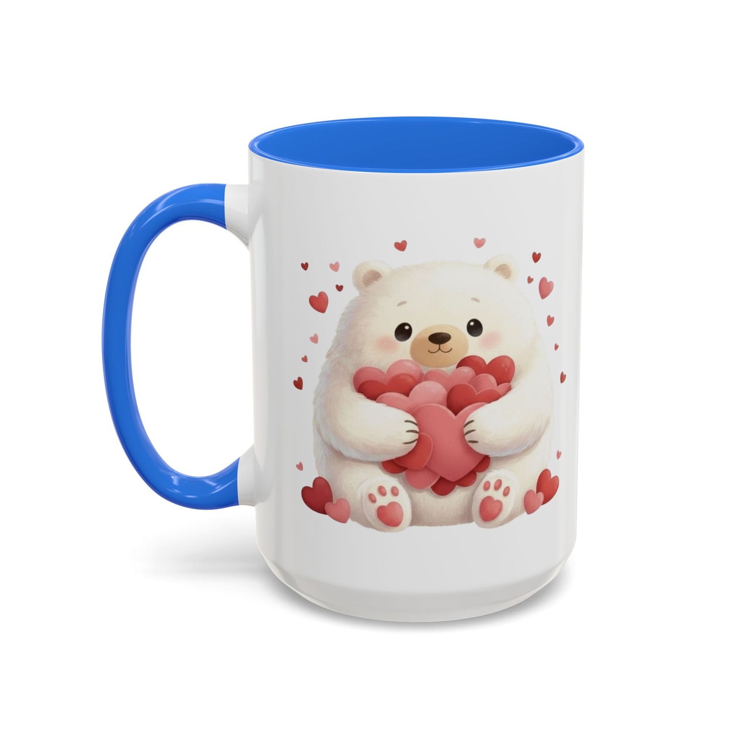 Polar Bear Heart Hug Coffee Mug | Cute Animal Accent Mug (11oz / 15oz)