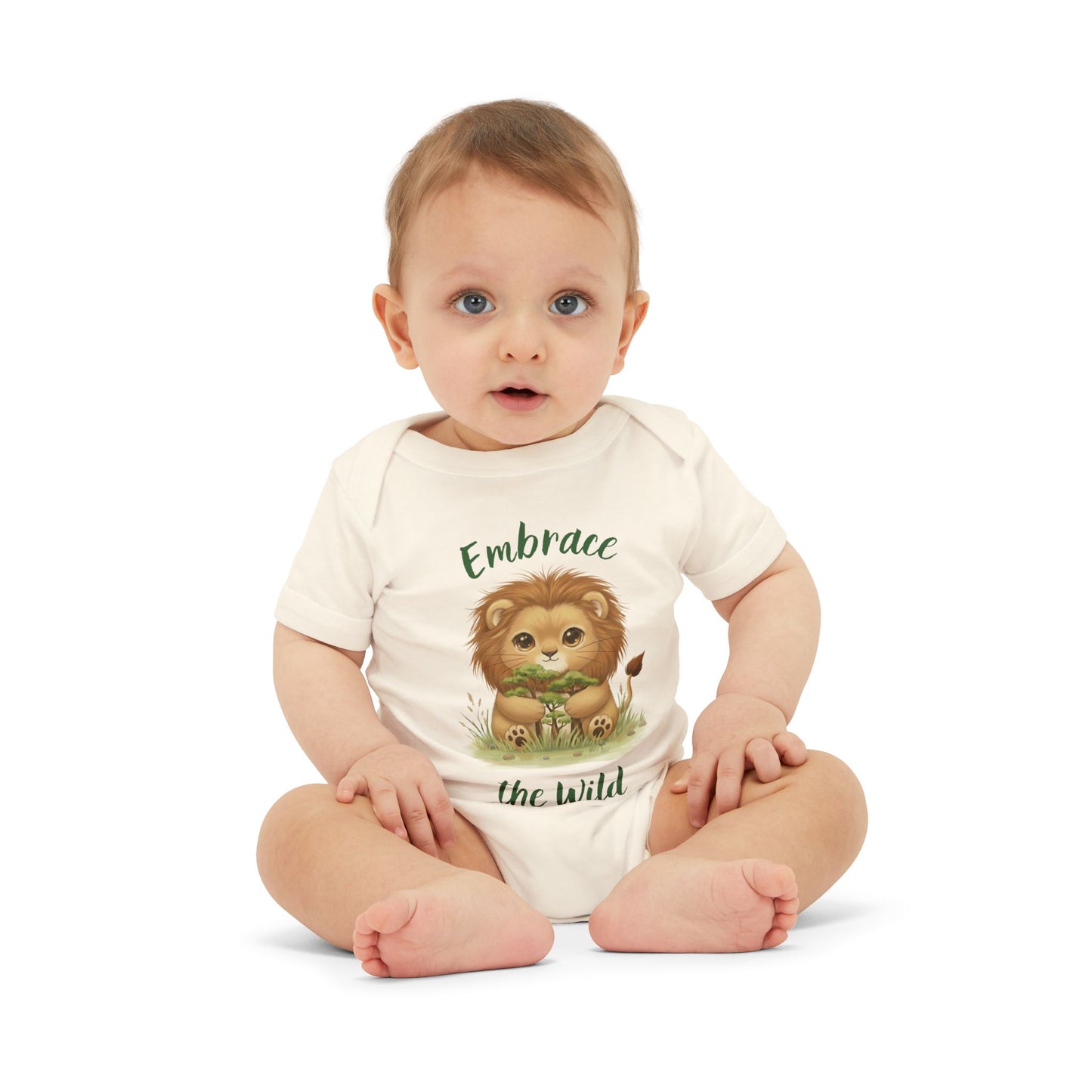 Cute Lion Onesie with Graphic on Front & Back | Embrace the Wild | Infant Jersey One Piece
