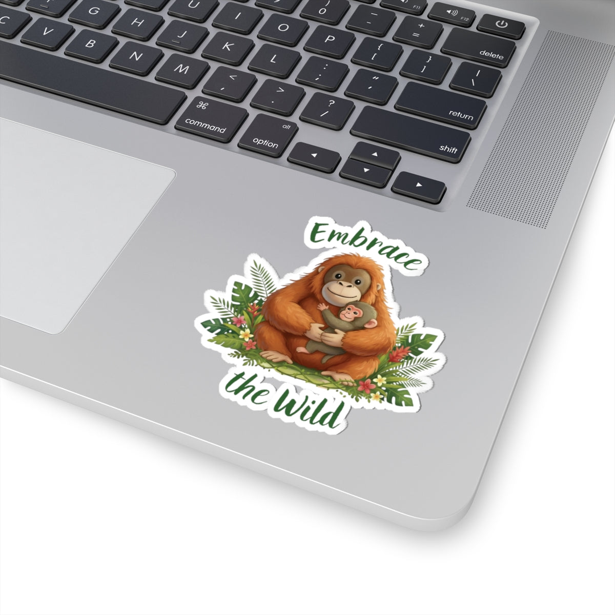 Orangutan holding Punch the Monkey Sticker — Cute "Embrace the Wild" Kiss-Cut Decal