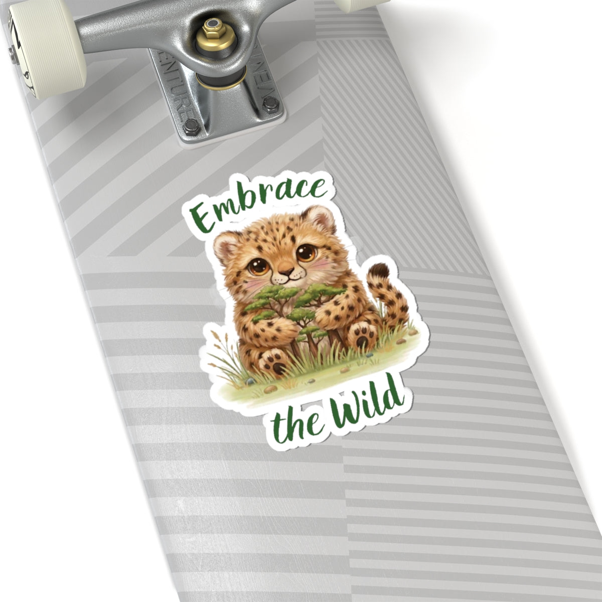 Cheetah Cub Sticker — Cute "Embrace the Wild" Kiss-Cut Sticker