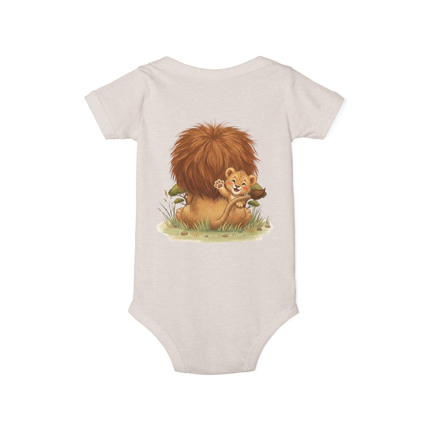 Cute Lion Onesie with Graphic on Front & Back | Embrace the Wild | Infant Jersey One Piece